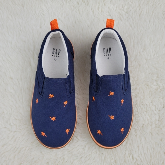 Gap Kids Embroidered Palm Trees Canvas Slip On Shoes Sz 12 - Picture 3 of 12